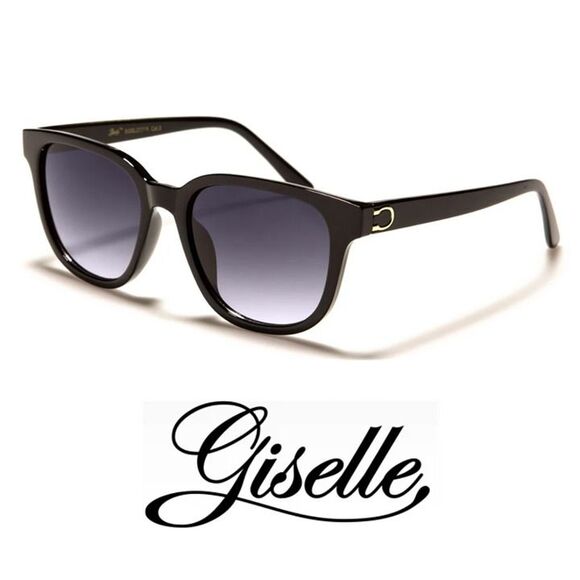 Giselle Classic Round Women's Sunglasses Black Frame/Blue Lens GSL22318 - Picture 1 of 1